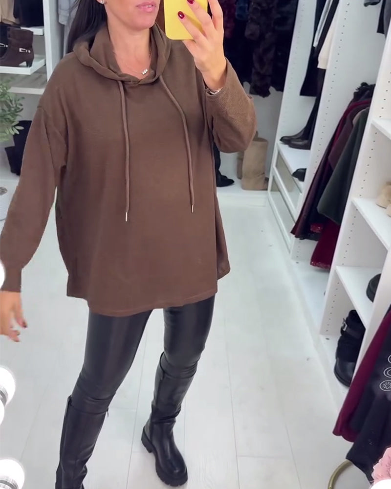 Drune | Weite Uni Langarm Kapuzenpullover