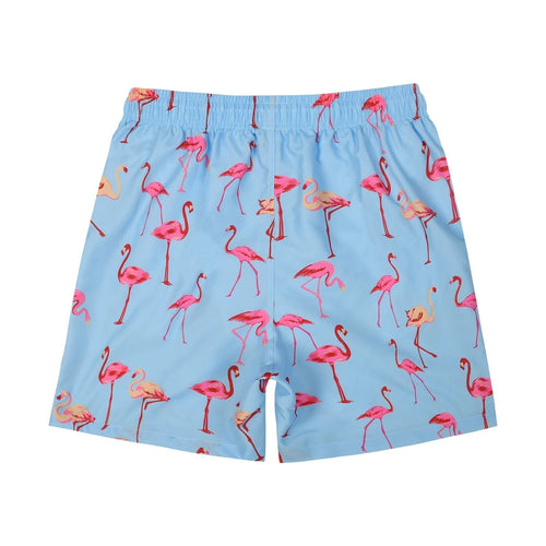 Drune | Hellblau Bade Shorts mit Vogelprint für Männer