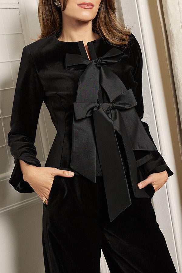 Drune | Jacke Aus Maßgeschneidertem Taffeta mit Samtschleifen Detail