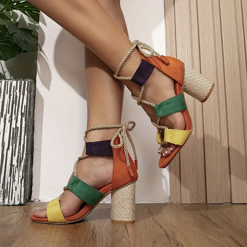 Drune | Colorblock-Sandalen für Damen mit Absätzen