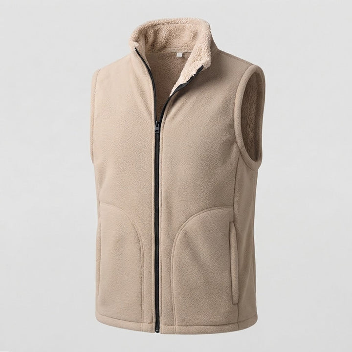 Herren Warme Thermo-Fleeceweste mit Sherpa-Innenfutter, Stehkragen und verdeckten Eingrifftaschen Drune