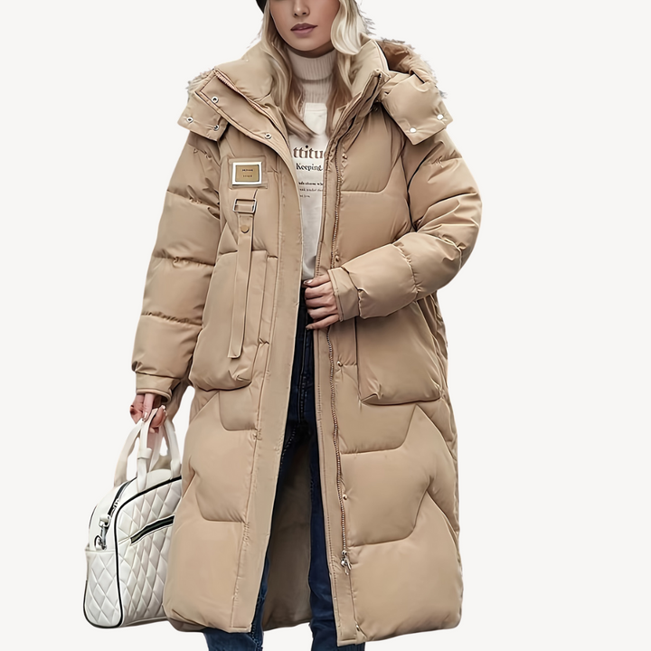 Drune | Damen Lange Kapuzen-Puffermantel