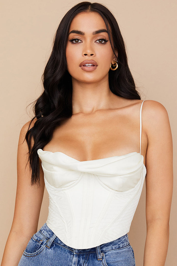 Drune | Ivory Satin Drapiertes Korsett