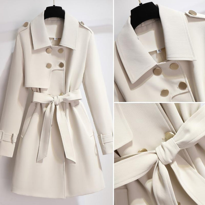 Drune | Elegante Kurz Doppelreihiger Trenchcoat mit Taillengürtel