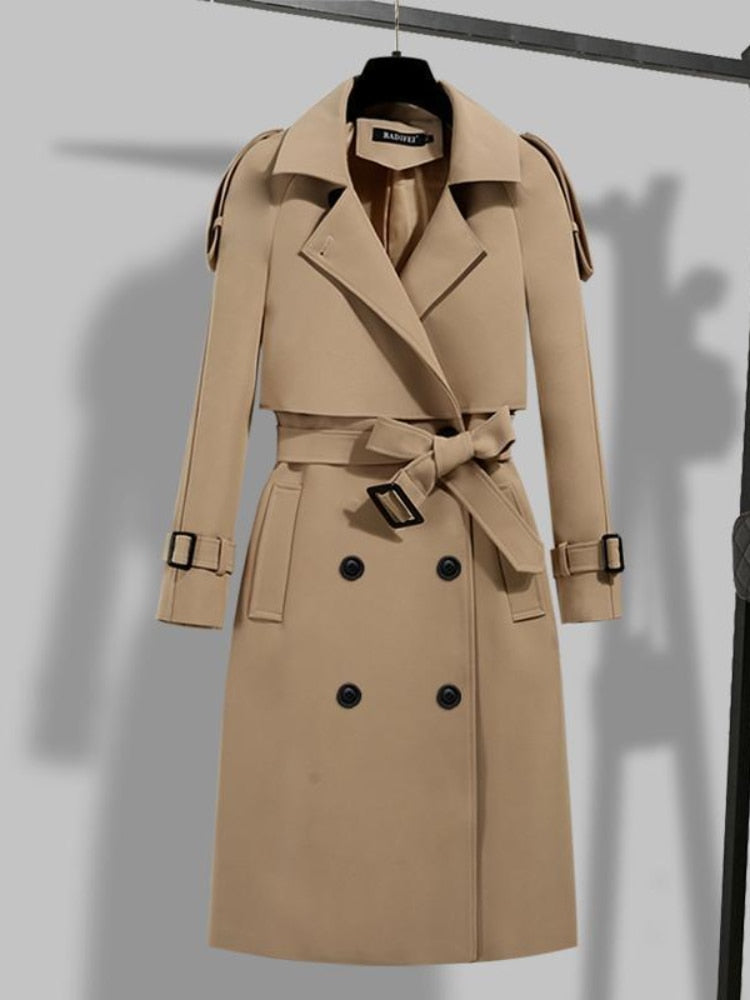Drune | Eleganter langer Trenchcoat - Doppelt gefüttert & mit Gürtel