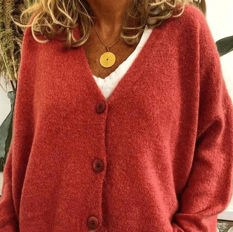 Drune | Bequemer V-Ausschnitt Strickjacke Damen Pullover Strickweste Weicher Stoff