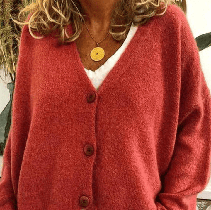 Drune | Bequemer V-Ausschnitt Strickjacke Damen Pullover Strickweste Weicher Stoff