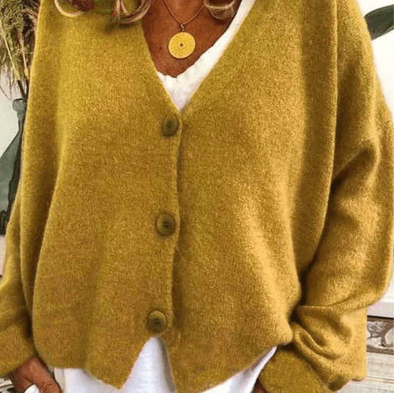 Drune | Bequemer V-Ausschnitt Strickjacke Damen Pullover Strickweste Weicher Stoff