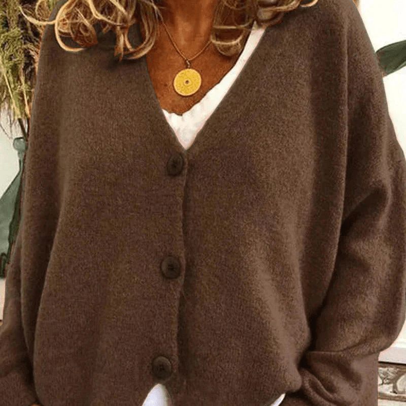 Drune | Bequemer V-Ausschnitt Strickjacke Damen Pullover Strickweste Weicher Stoff