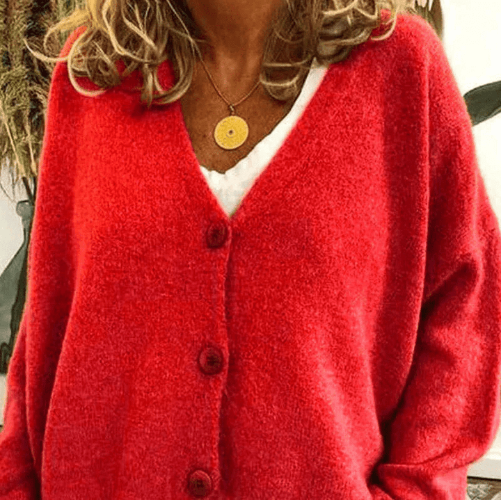 Drune | Bequemer V-Ausschnitt Strickjacke Damen Pullover Strickweste Weicher Stoff