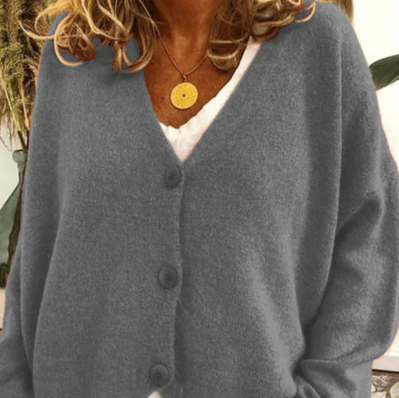 Drune | Bequemer V-Ausschnitt Strickjacke Damen Pullover Strickweste Weicher Stoff