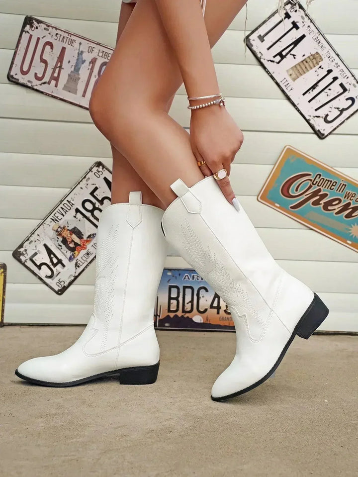 Bequeme Weiche Elegante Robuste Breite Western Stiefel Drune