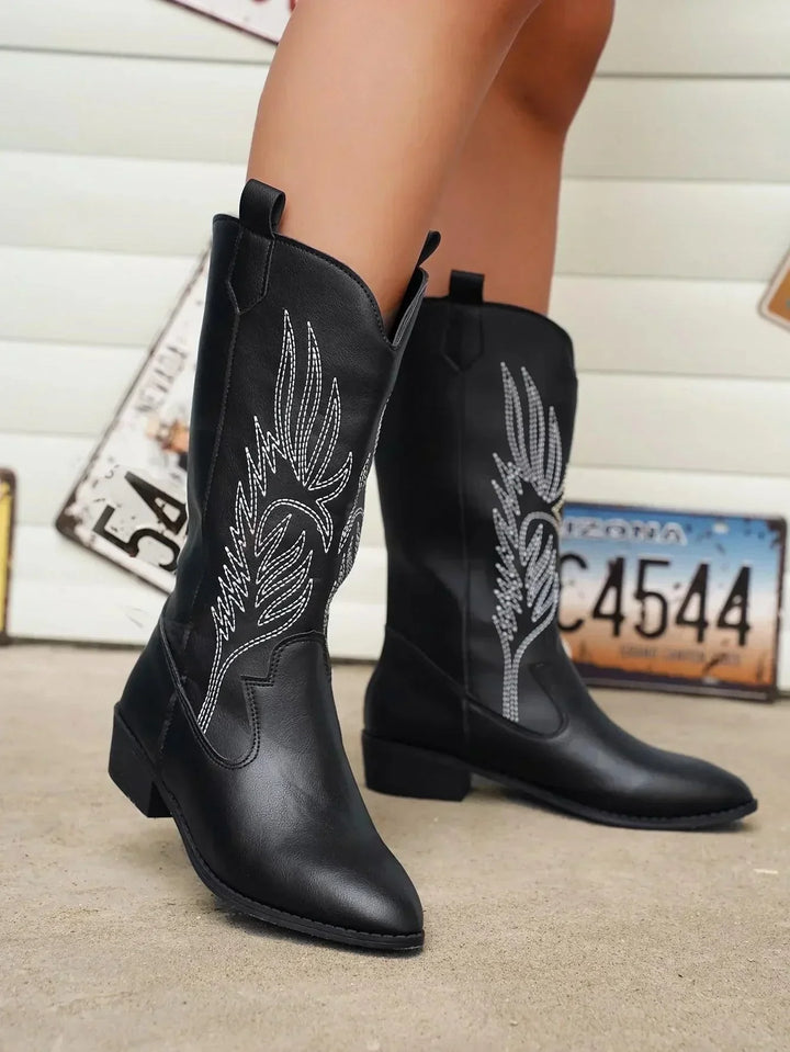 Bequeme Weiche Elegante Robuste Breite Western Stiefel Drune