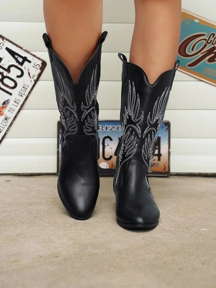 Bequeme Weiche Elegante Robuste Breite Western Stiefel Drune