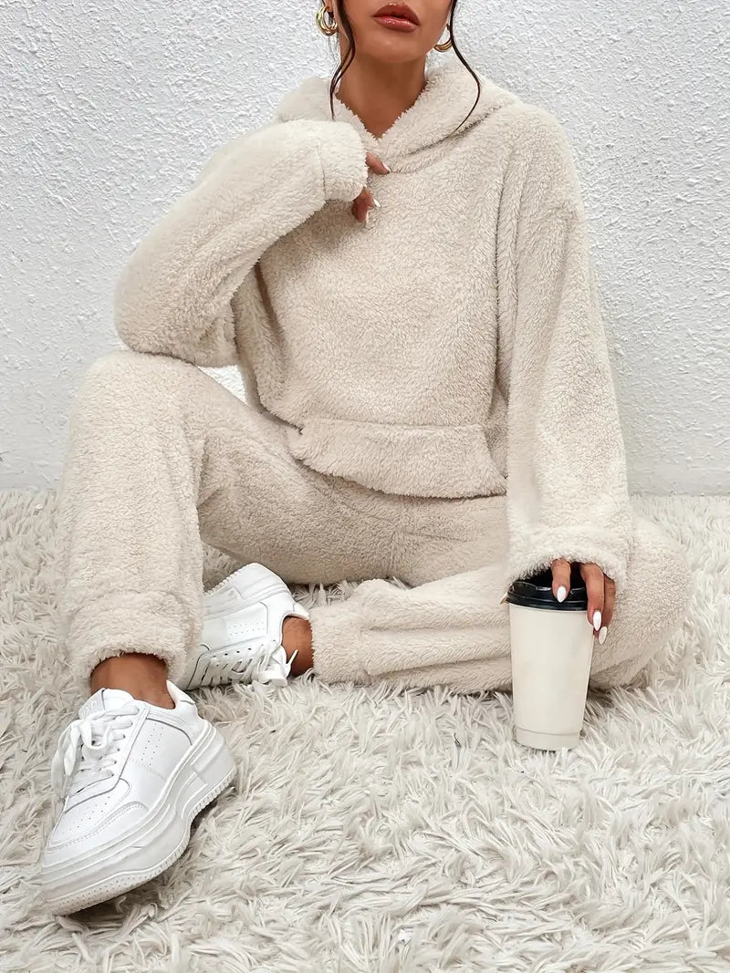 Drune | Damen Fleece Teddy Zweiteiliges Set