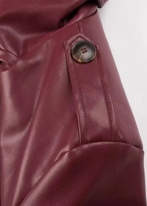 Drune | Leren Trenchcoat - elegante rote Damenjacke