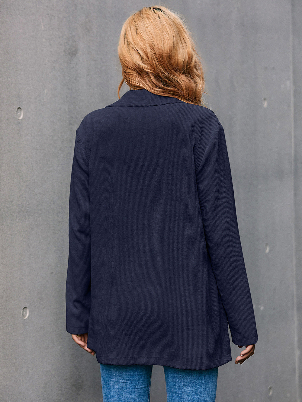 Drune | Corduroy Langarm Longline Blazer mit Taschen