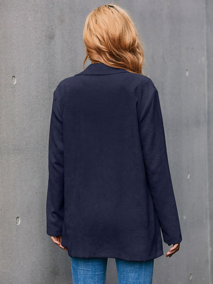 Drune | Corduroy Langarm Longline Blazer mit Taschen