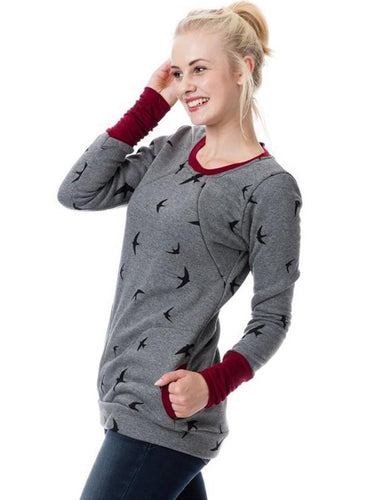 Drune | Schwangerschafts-Chaps, Krankenschwester-Sweatshirts, Blumendruck, Taschen, Reißverschluss, Stillkleidung