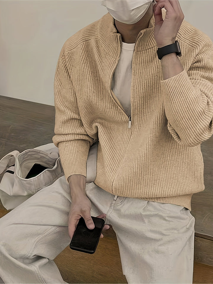 Drune | Herren Pullover Strickjacke mit Reißverschluss