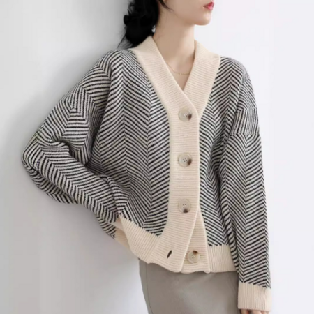 Drune | Oversized Rautenmusterjacke mit Knöpfen
