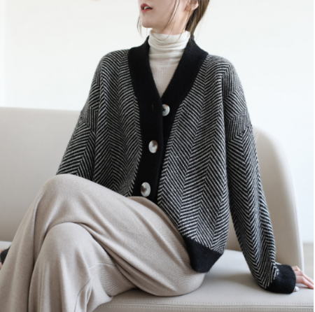 Drune | Oversized Rautenmusterjacke mit Knöpfen