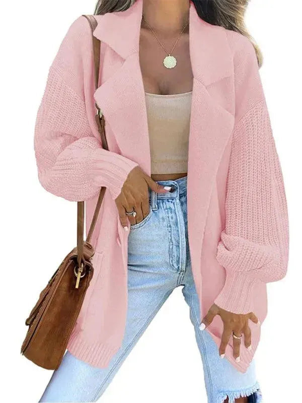 Drune | Kragen Damen Strickjacke Pullover