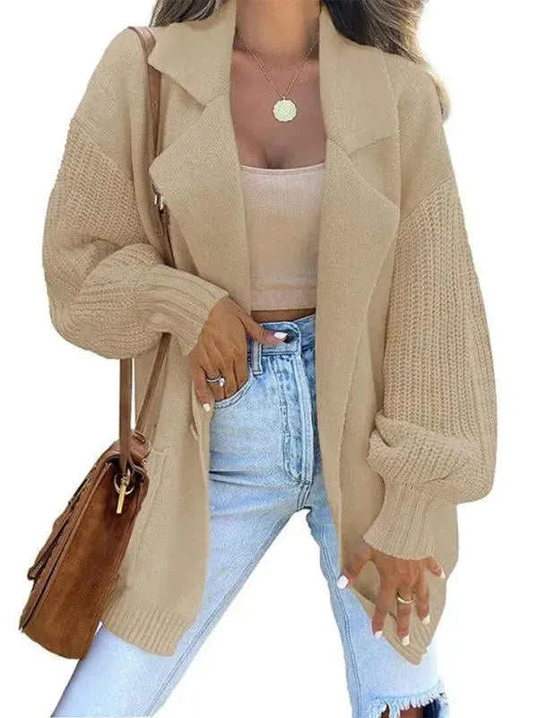 Drune | Kragen Damen Strickjacke Pullover