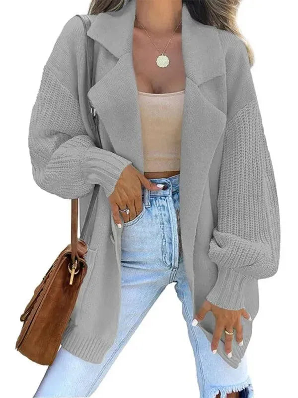 Drune | Kragen Damen Strickjacke Pullover