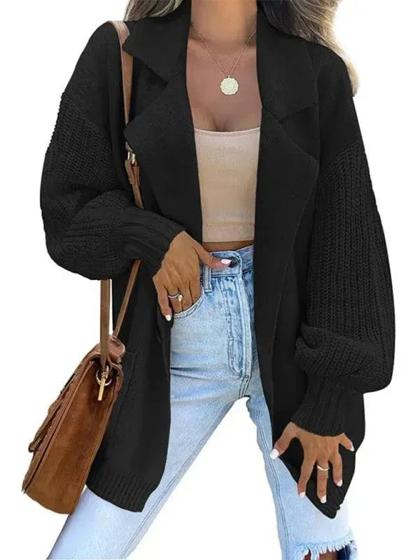 Drune | Kragen Damen Strickjacke Pullover