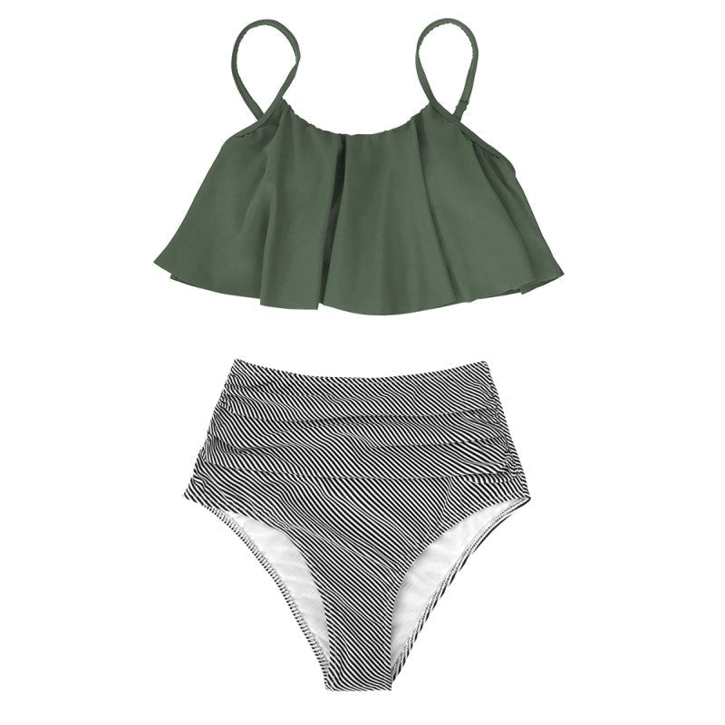 Drune | Bikini mit Raffung Top und Hohe Taille Bikini Unterteil