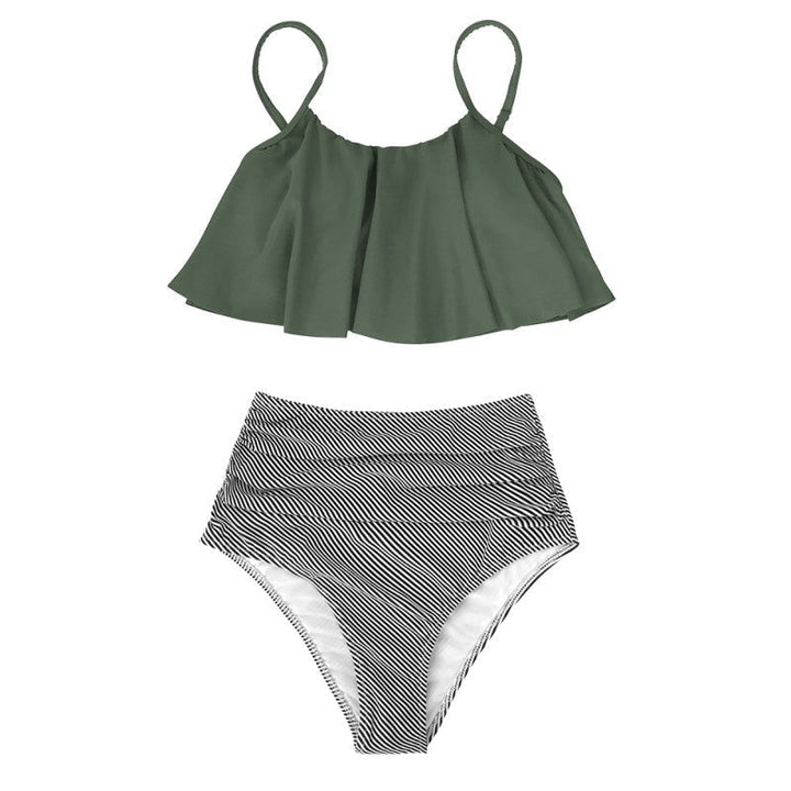 Drune | Bikini mit Raffung Top und Hohe Taille Bikini Unterteil