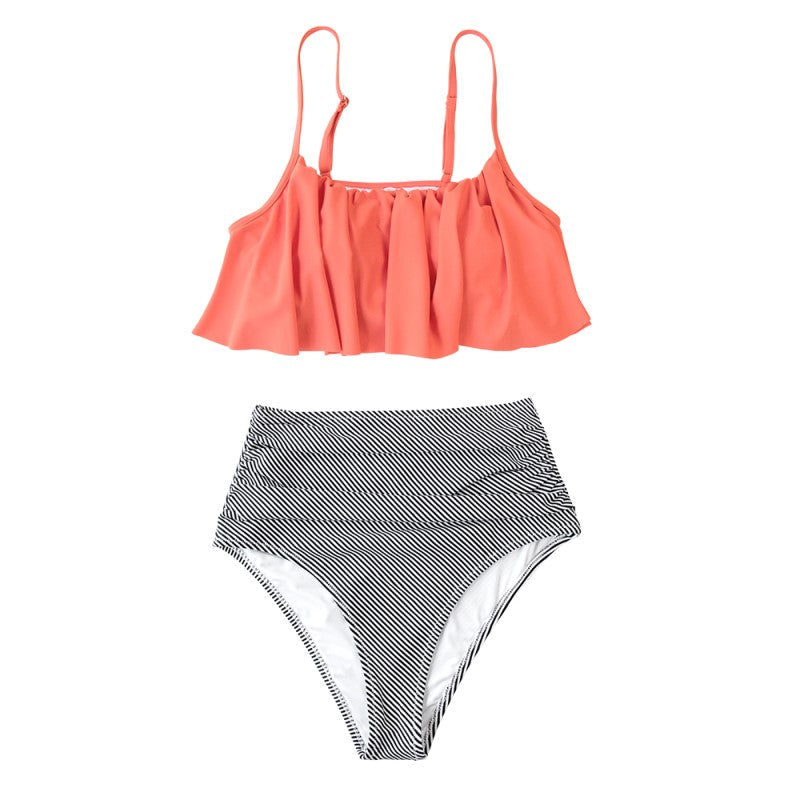 Drune | Bikini mit Raffung Top und Hohe Taille Bikini Unterteil