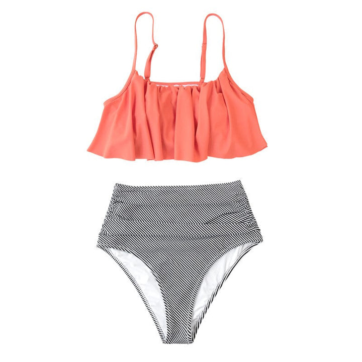 Drune | Bikini mit Raffung Top und Hohe Taille Bikini Unterteil