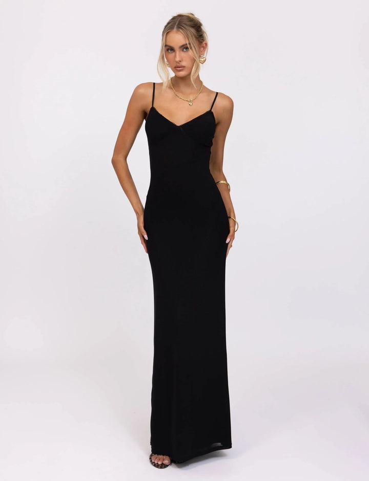 Drune | Maxikleid mit V-Ausschnitt mit Spaghettiträgern