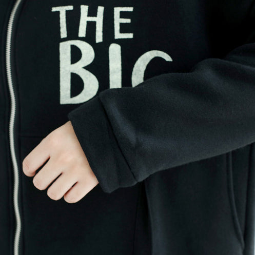 Drune | Mode lässige Baumwolldruckmäntel oversized mit Reißverschluss langärmeliger Trenchcoat mit Kapuze Winteroutfits