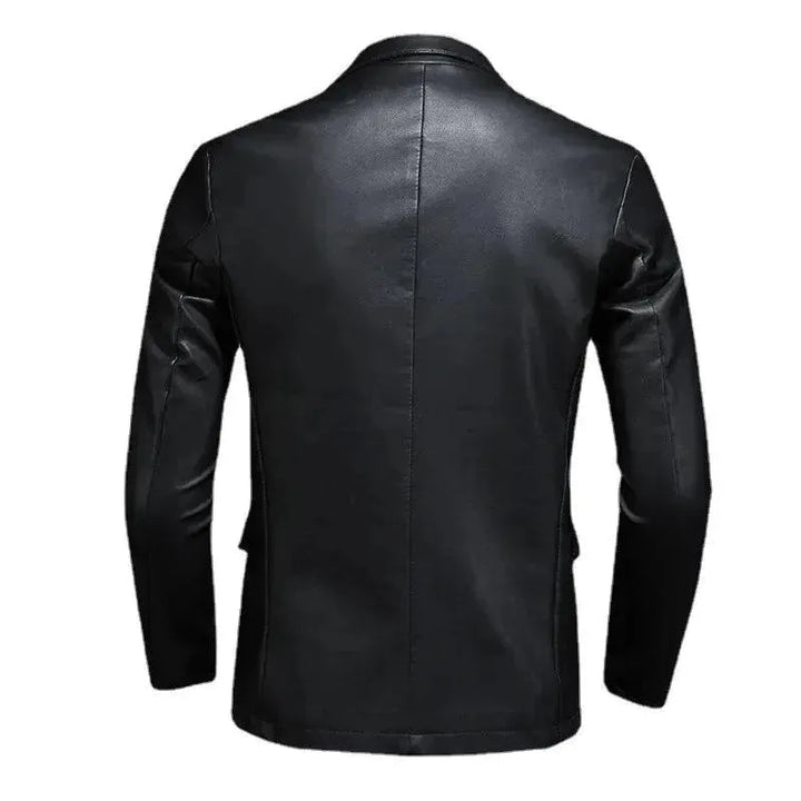 Drune | Schwarze PU-Leder Blazer für Herren