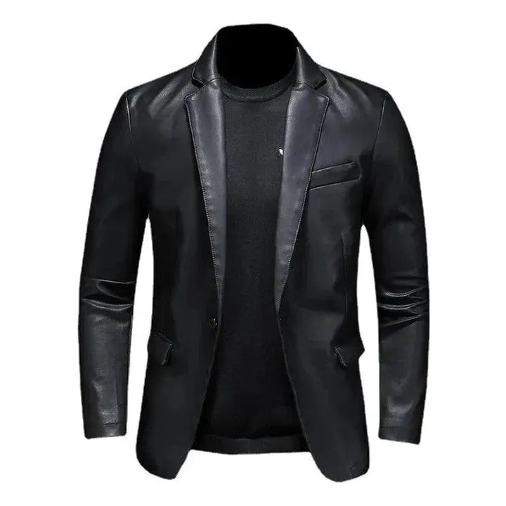 Drune | Schwarze PU-Leder Blazer für Herren