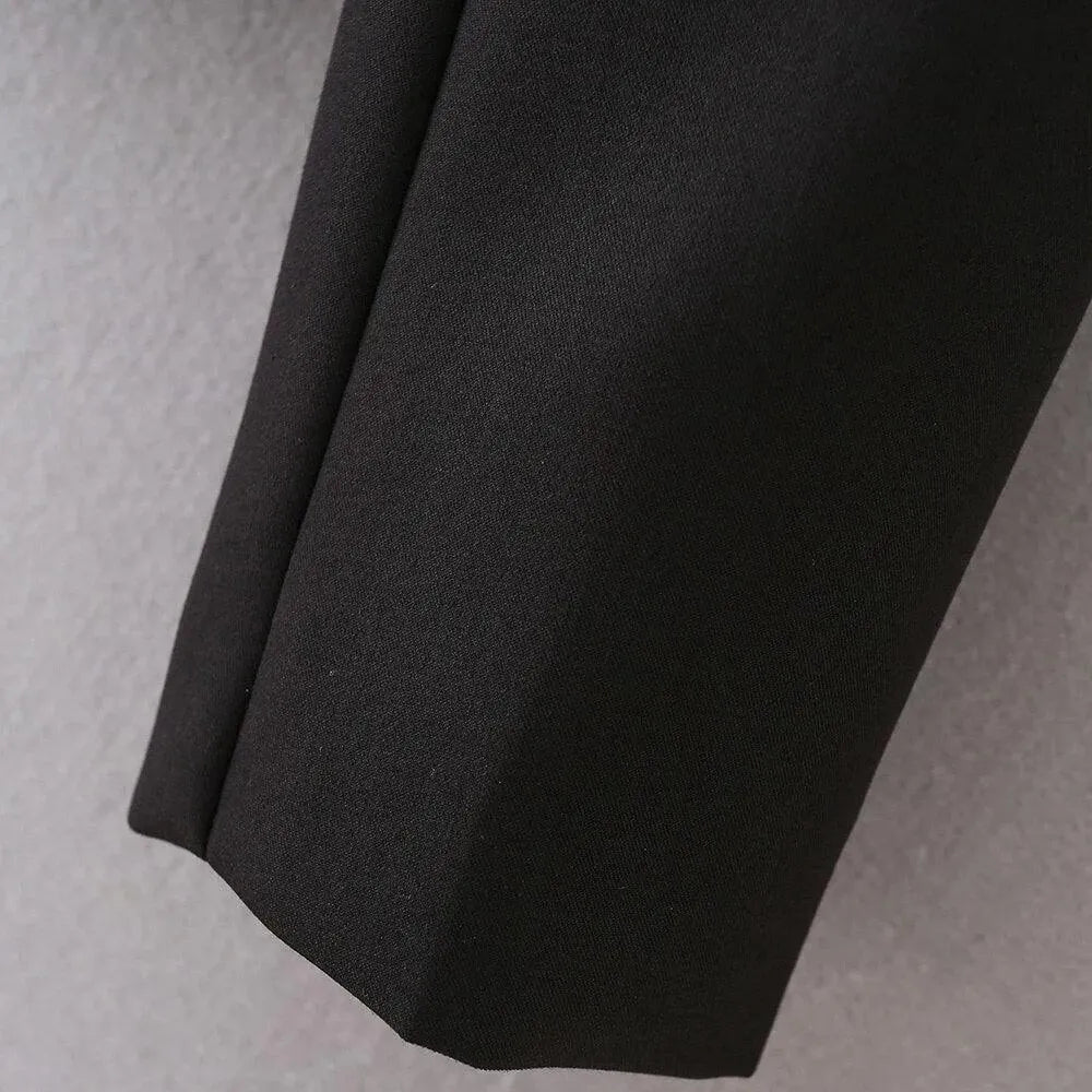 Drune | Schwarze-Weiße Cropped Blazer Damen - Lässig - Patchwork