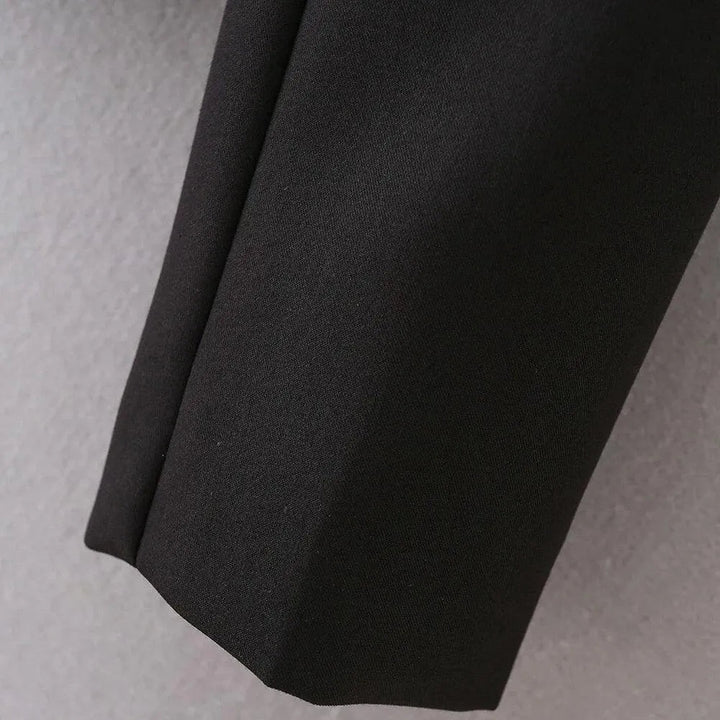 Drune | Schwarze-Weiße Cropped Blazer Damen - Lässig - Patchwork