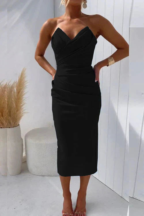 Drune | Elegante Midi Kleid Klassische Eleganz