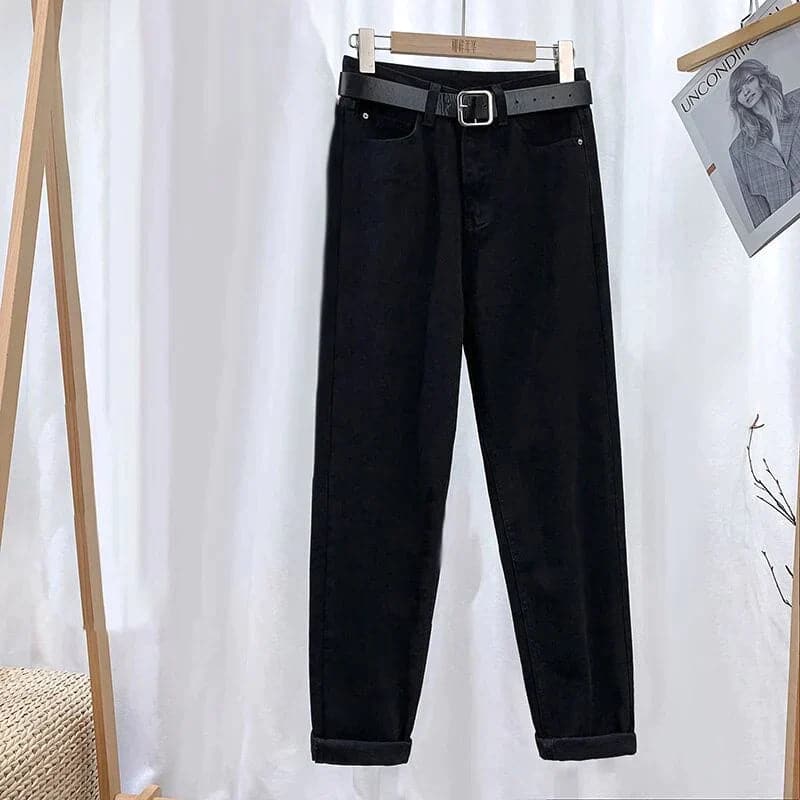 Drune | Jeans Hohe Taille Gerade Beinform Klassisches 5 Taschen Design Lässig Komfort