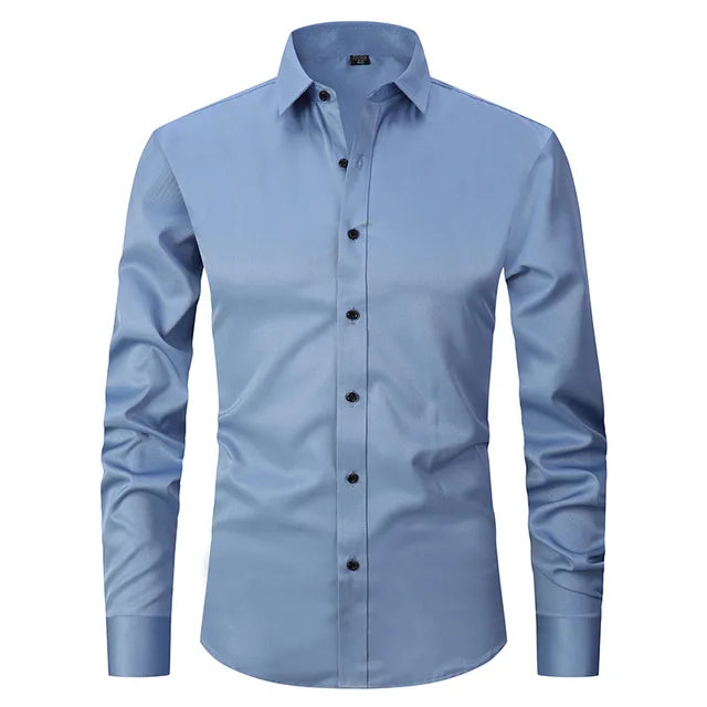 Drune | Herren Slim Passform Stretchstoff Bügelfrei Button Down Kragen