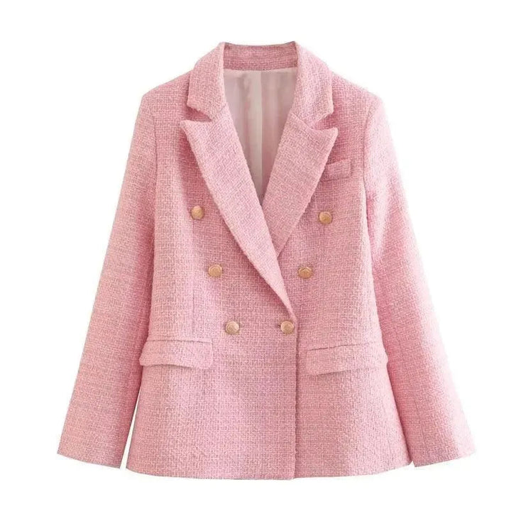 Drune | Gemischter Doppelreiher Tweed Blazer Damen