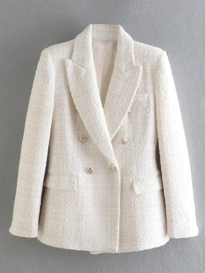 Drune | Gemischter Doppelreiher Tweed Blazer Damen
