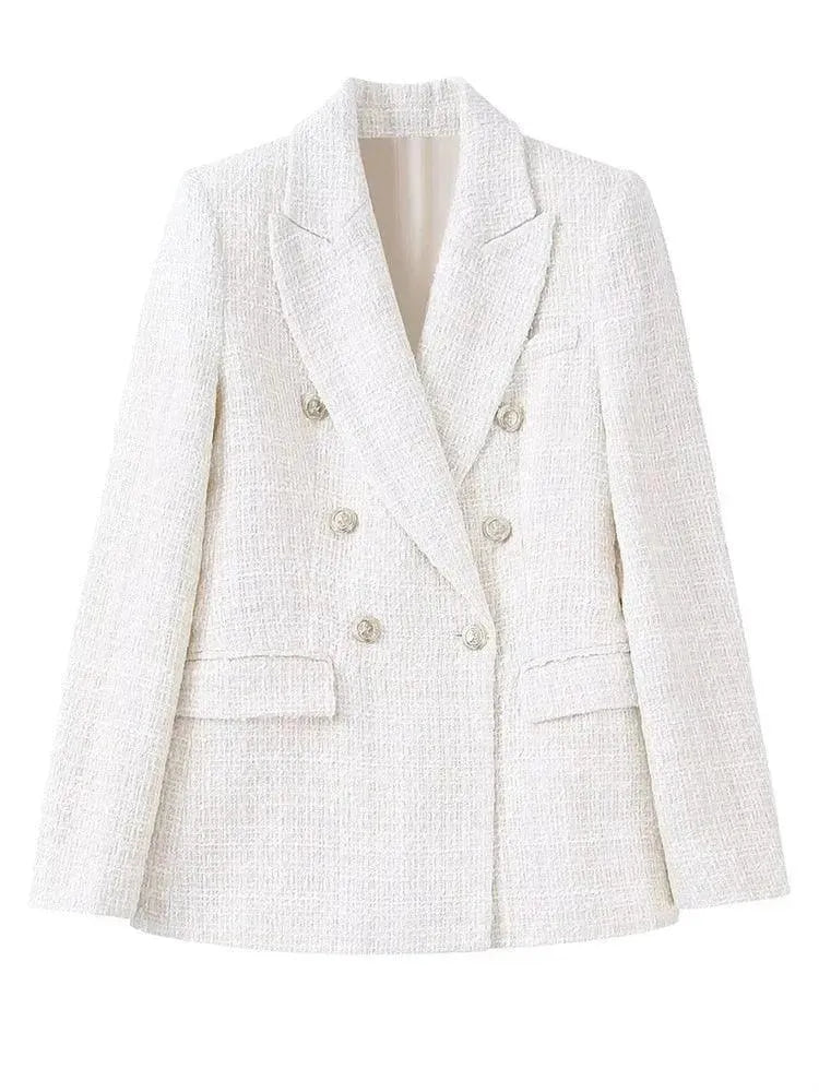 Drune | Gemischter Doppelreiher Tweed Blazer Damen