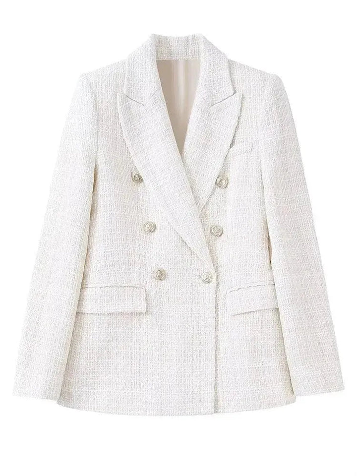 Drune | Gemischter Doppelreiher Tweed Blazer Damen