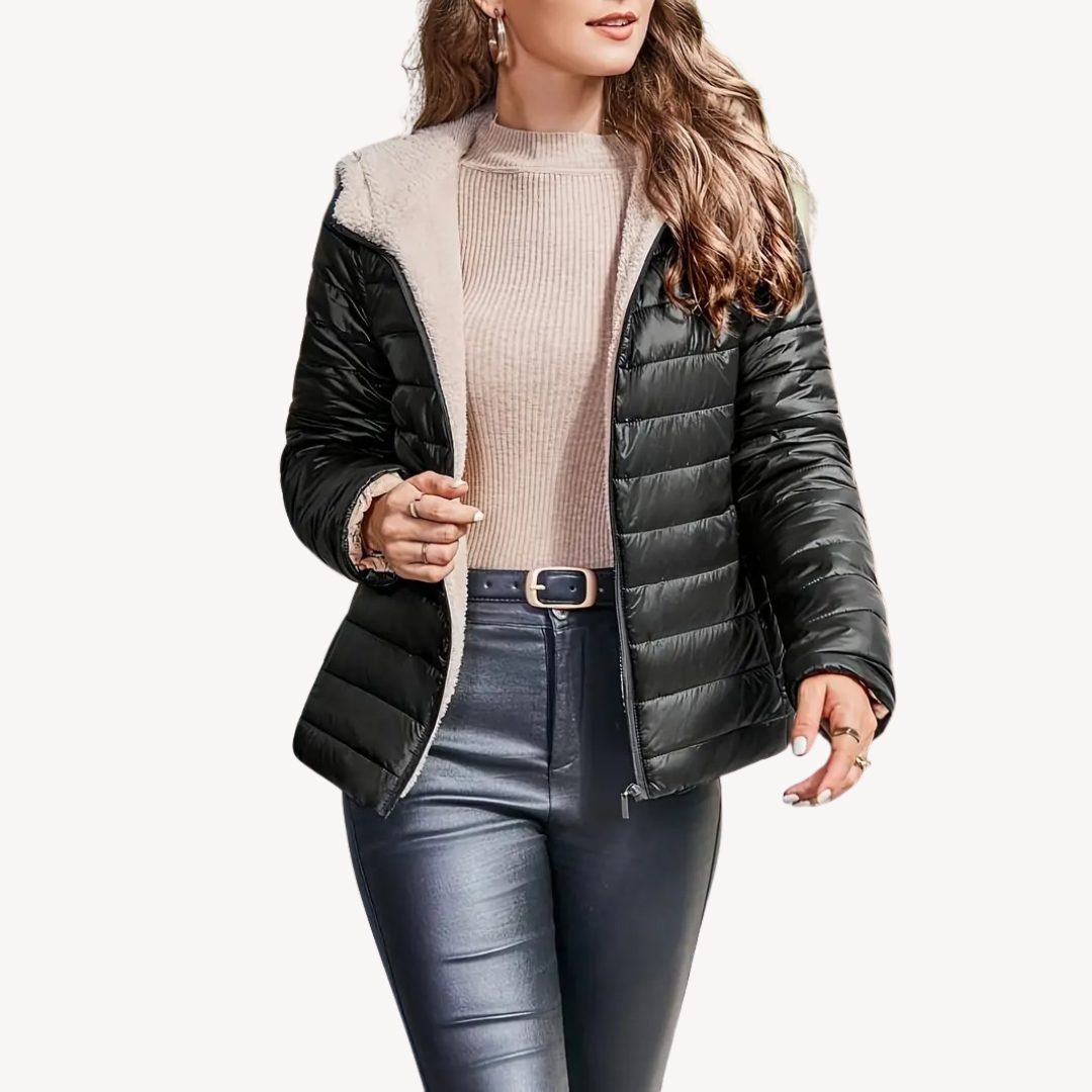 Drune | Damen Pufferjacke mit Sherpa-Futter und Reißverschluss