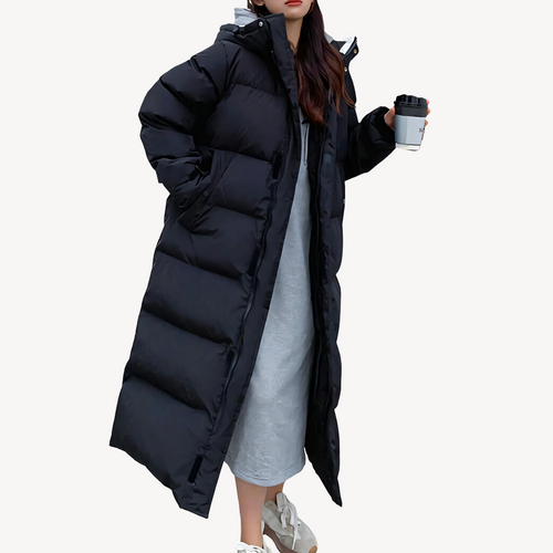Drune | Langer Kapuzen-Puffer-Mantel Damen Winterjacke