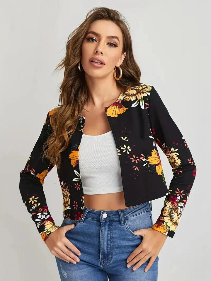 Drune | Damenblazer mit Blumenmuster und Offener Vorderseite